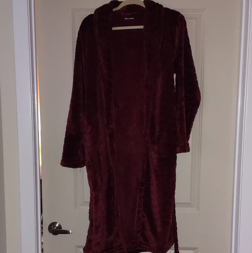 Burgundy Plush Bathrobe
